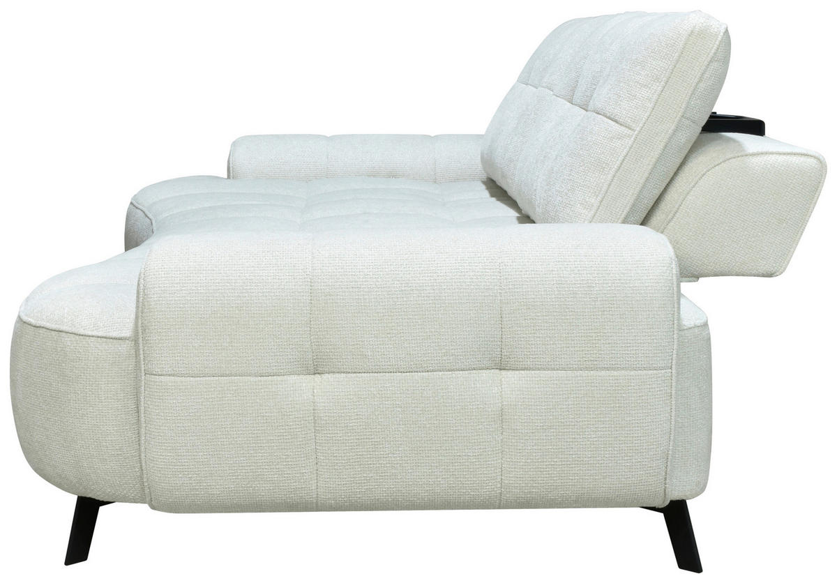 2-SITZER-SOFA Chenille Creme  - Creme/Schwarz, Design, Kunststoff/Textil (230/84/104/111/122cm) - Livetastic