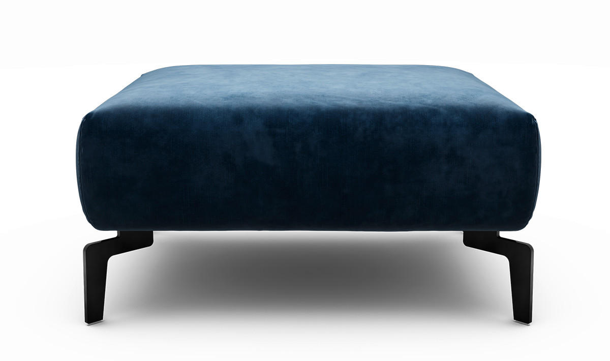 HOCKER Samt Dunkelblau  - Schwarz/Dunkelblau, Design, Textil/Metall (90/70/46cm) - SENSOO