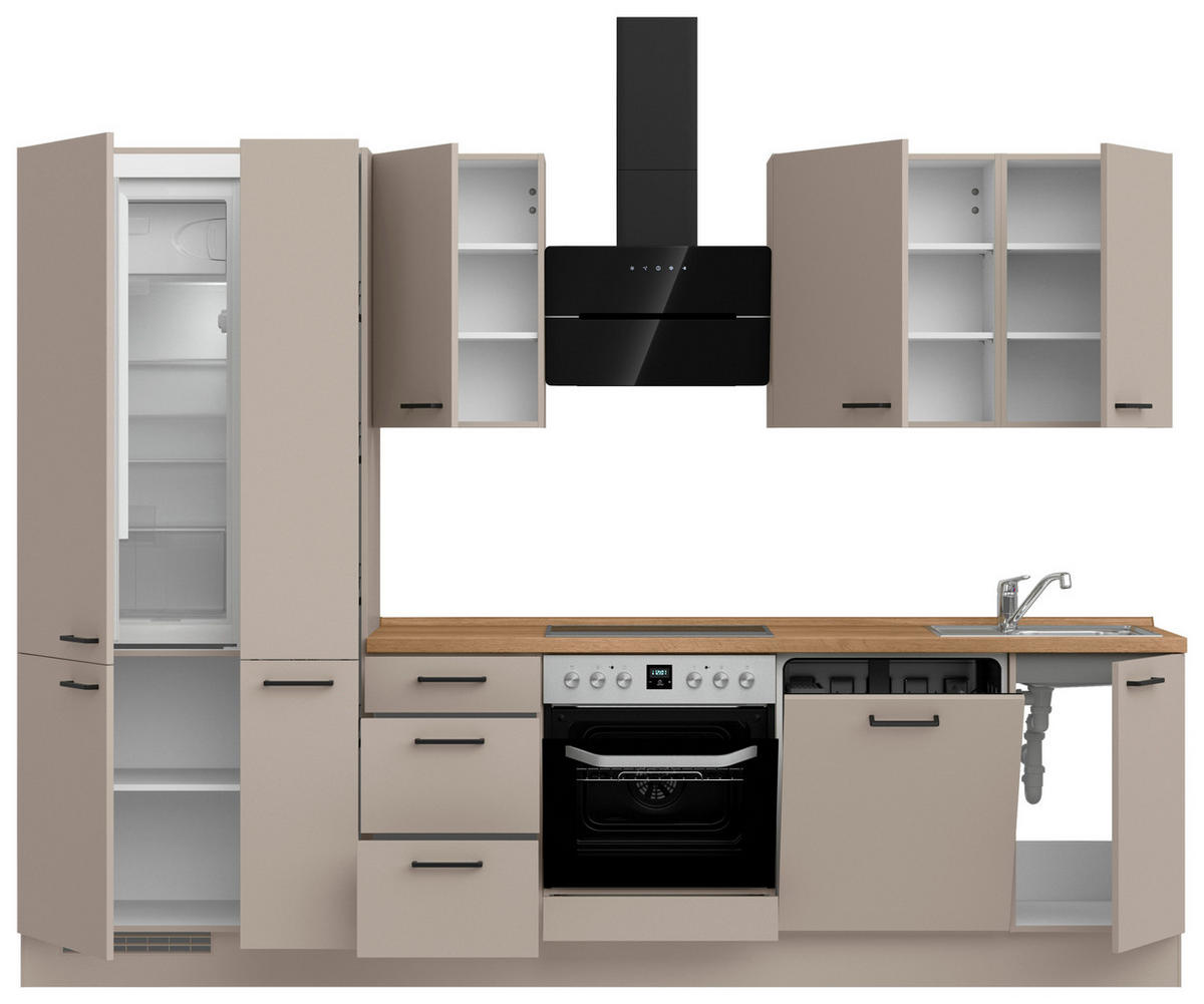 KÜCHENLEERBLOCK 300 cm   in Eichefarben, Sandfarben  - Sandfarben/Eichefarben, MODERN, Holzwerkstoff/Metall (300cm) - Nobilia