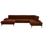 WOHNLANDSCHAFT Dieter Knoll in Webstoff Rostfarben  - Rostfarben/Schwarz, Design, Textil/Metall (157/354/208cm) - Dieter Knoll