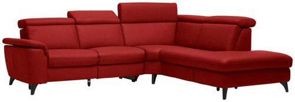 ECKSOFA in Echtleder Rot  - Rot/Schwarz, Design, Leder/Metall (285/239cm) - Cantus