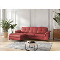 ECKSOFA ZORA E in Echtleder Rot  164/262 cm  - Rot/Schwarz, MODERN, Leder/Metall (164/262cm) - Sit & More