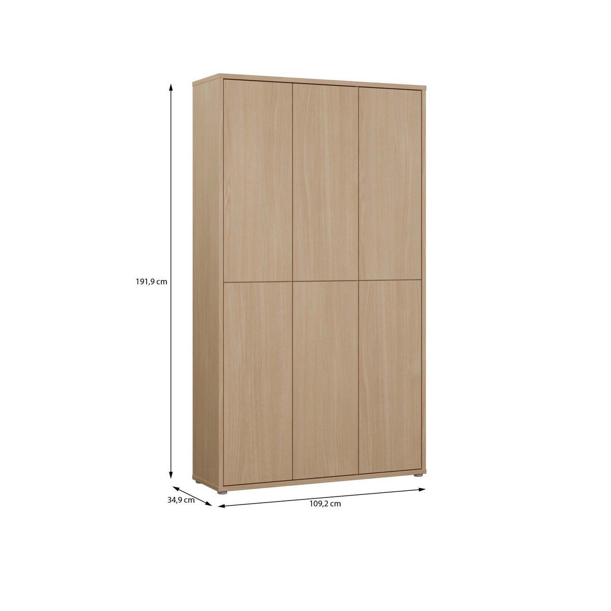 SCHUHSCHRANK Eichefarben  - Eichefarben/Grau, MODERN, Holzwerkstoff/Kunststoff (109,2/191,9/34,9cm) - Carryhome