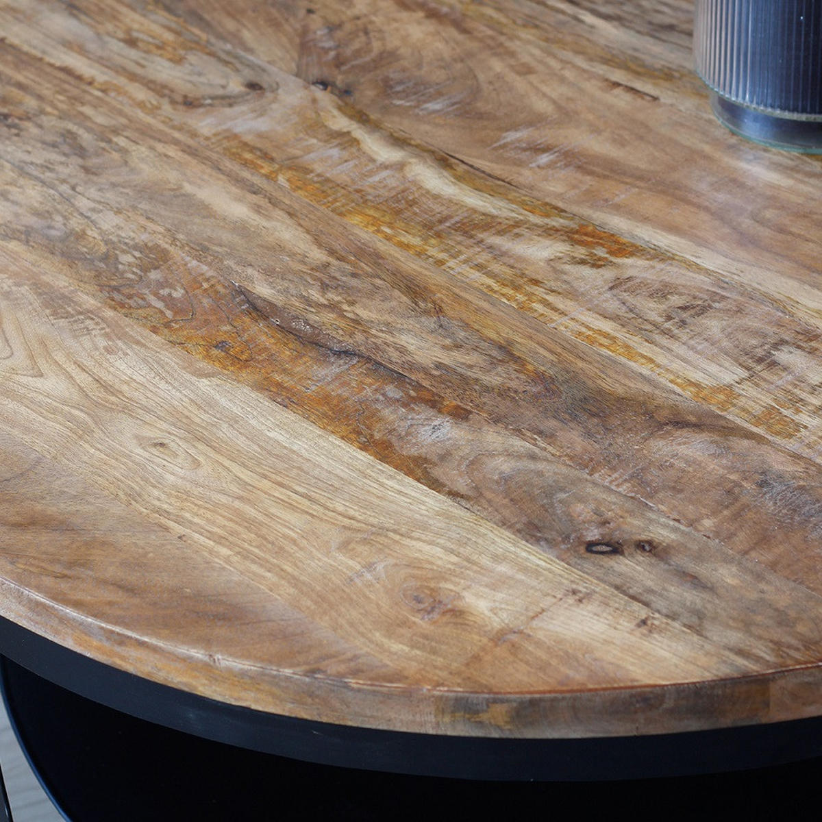 COUCHTISCH in Holz, Metall 90/90/44 cm  - Schwarz/Braun, LIFESTYLE, Holz/Metall (90/90/44cm) - MID.YOU