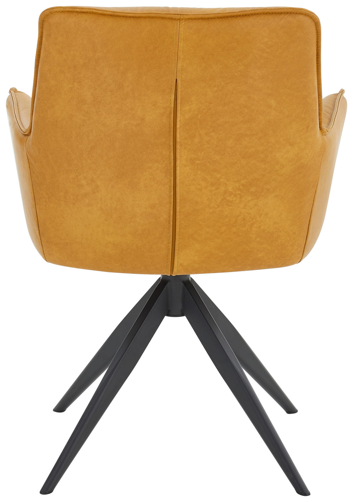 ARMLEHNSTUHL drehbar  in Eisen Echtleder pigmentiert  - Dunkelgelb, Design, Leder/Metall (59/89/63cm) - Dieter Knoll