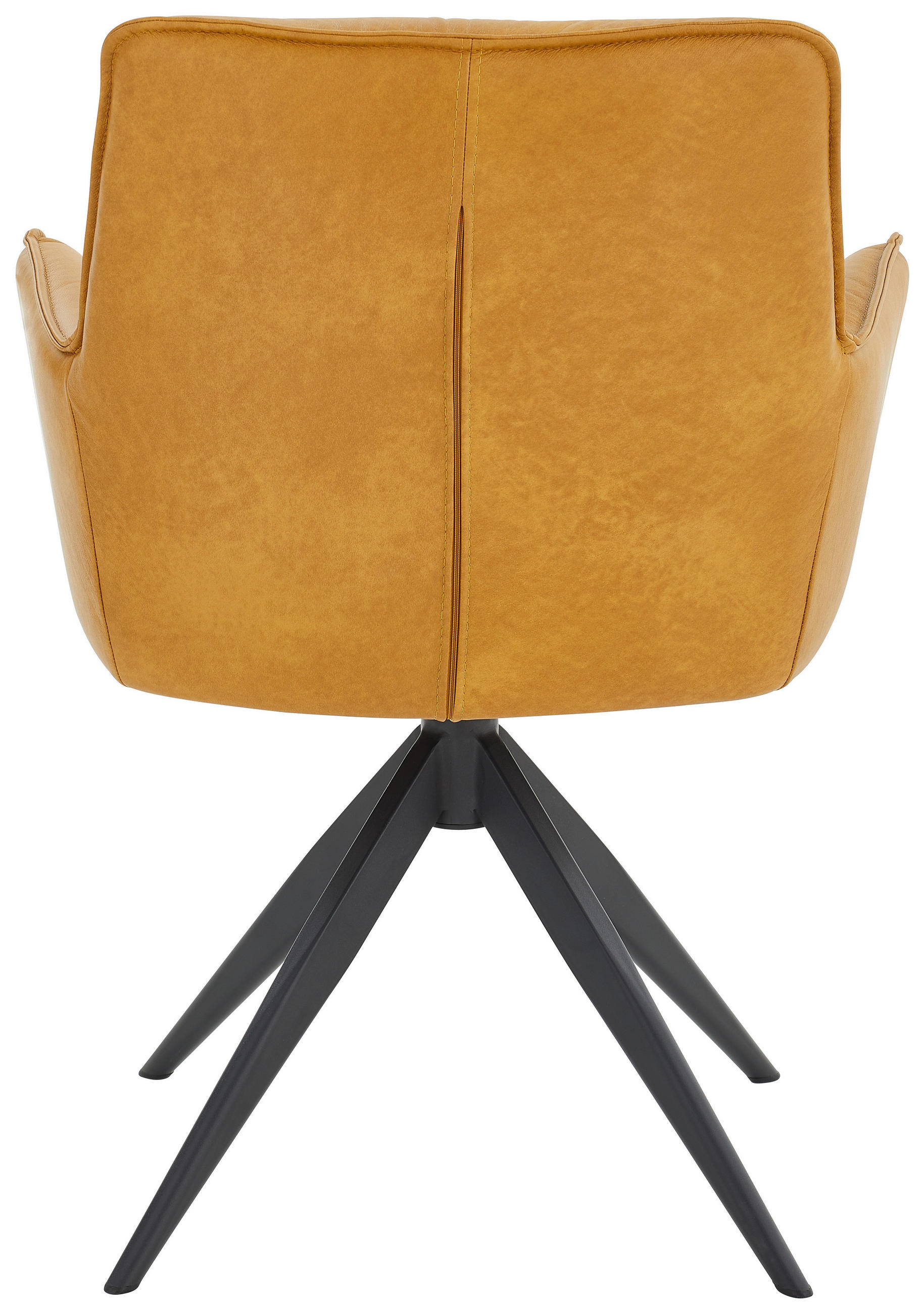 Thumbnail - Dieter Knoll Armlehnstuhl, Schwarz, Dunkelgelb, Metall, Leder, Echtleder, Rindleder, Stativgestell, 59x89x63 cm, inklusi...