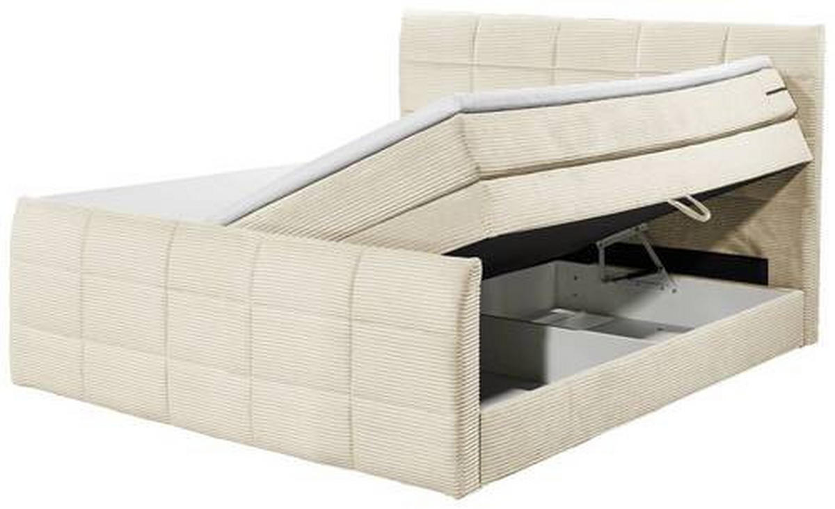 BOXSPRINGBETT 180/200 cm  in Creme  - Creme/Schwarz, MODERN, Holzwerkstoff/Kunststoff (180/200cm) - MID.YOU