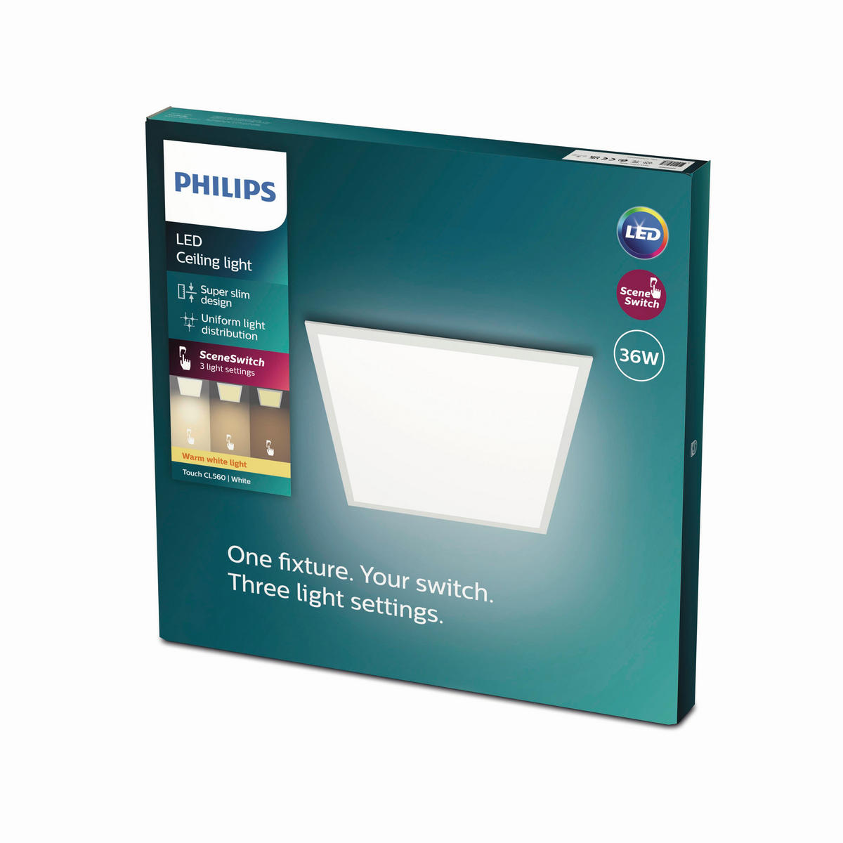 LED-DECKENLEUCHTE Touch ceiling CL560 60/4,2/60 cm   - Weiß, Basics, Kunststoff (60/4,2/60cm) - Philips