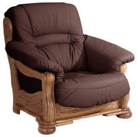 SESSEL in Echtleder Dunkelrot  - Eichefarben/Dunkelrot, Lifestyle, Leder/Holz (104/95/95cm) - Max Winzer