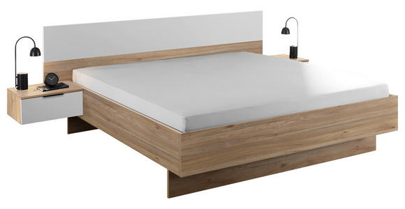 SCHLAFZIMMER 180/200 cm in Weiß, Eichefarben - Eichefarben/Weiß, KONVENTIONELL, Holzwerkstoff (180/200cm) - Carryhome