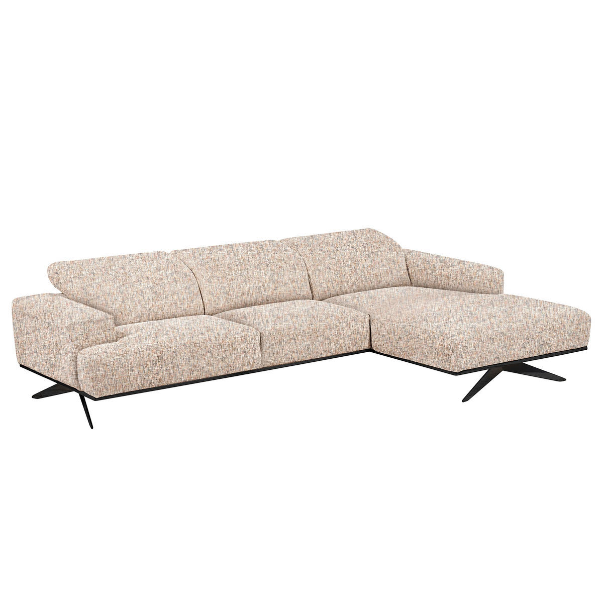 ECKSOFA PORTLAND in Struktur Blau, Gelb, Rot, Weiß Kopfteilverstellung  295/187 cm  - Blau/Gelb, Design, Holz/Textil (295/187cm) - Livetastic