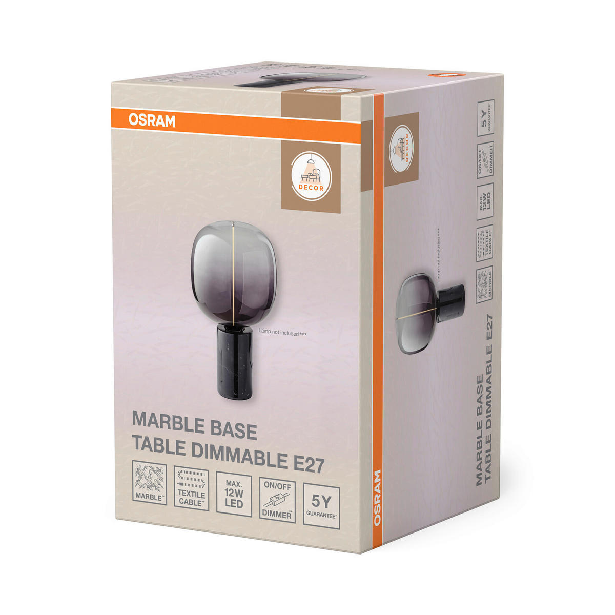 TISCHLEUCHTE 8/13 cm   - Schwarz, Basics, Stein (8/13cm) - Osram