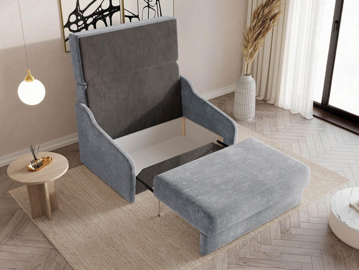 SCHLAFSOFA Grau  - Schwarz/Grau, Design, Kunststoff/Textil (136/86/113cm) - MID.YOU