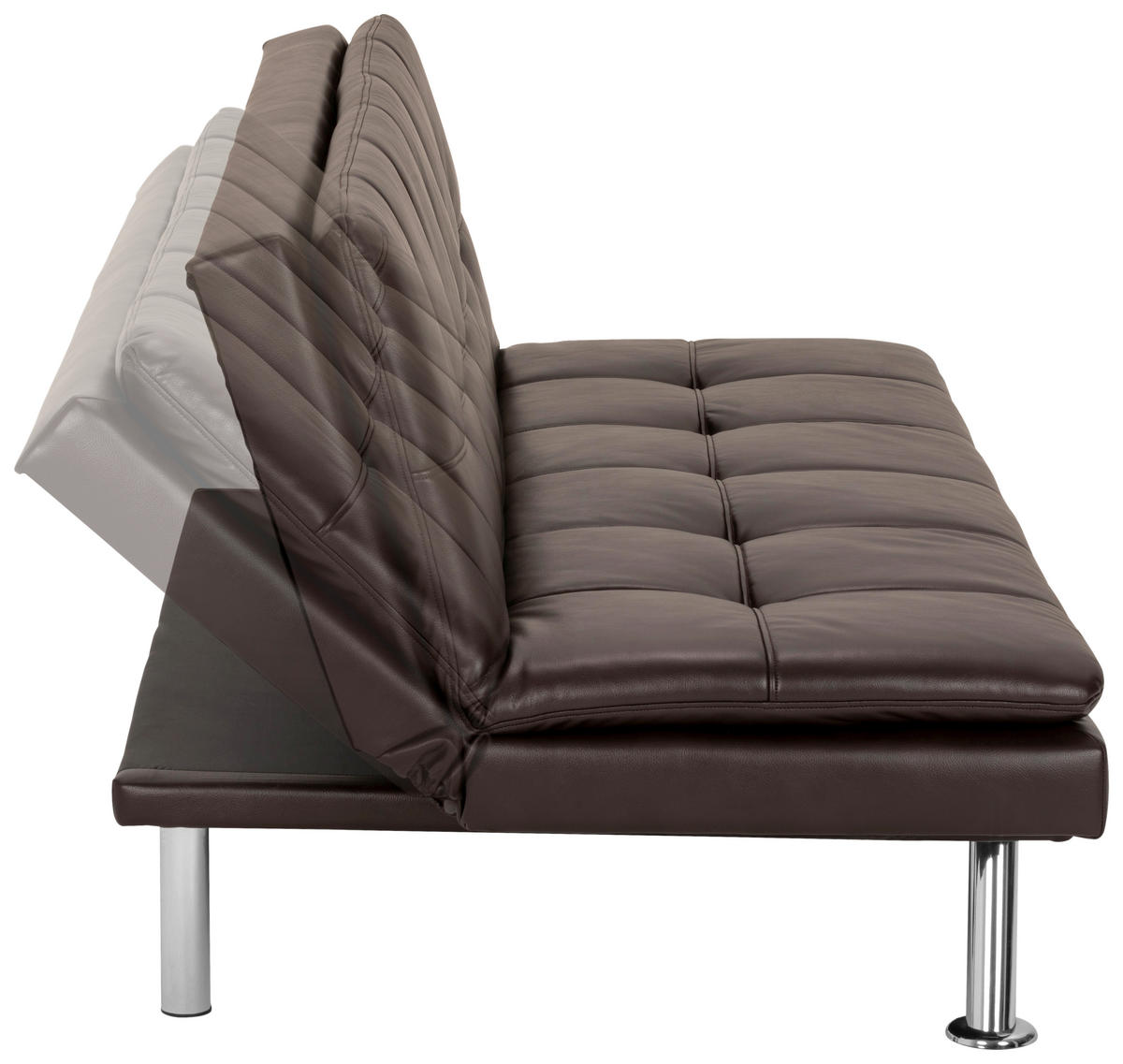 SCHLAFSOFA Lederlook Braun  - Silberfarben/Braun, Basics, Textil/Metall (182/84/92cm) - MID.YOU