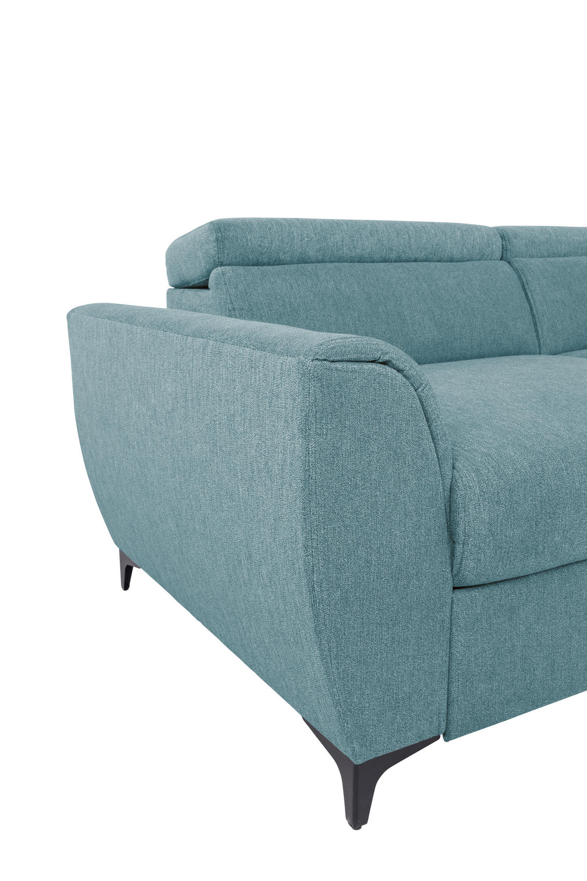 ECKSOFA in Velours Petrol  - Petrol/Schwarz, Konventionell, Textil/Metall (255/217cm) - MID.YOU