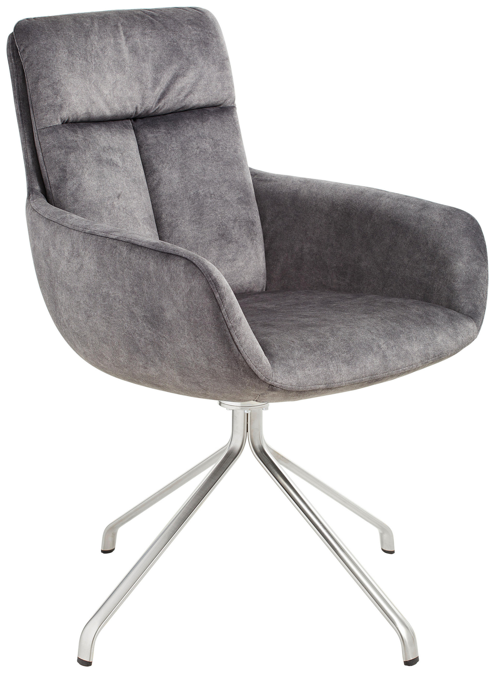 ARMLEHNSTUHL Stahl Velours  - Edelstahlfarben/Anthrazit, Design, Textil/Metall (61/90/64cm) - Venjakob