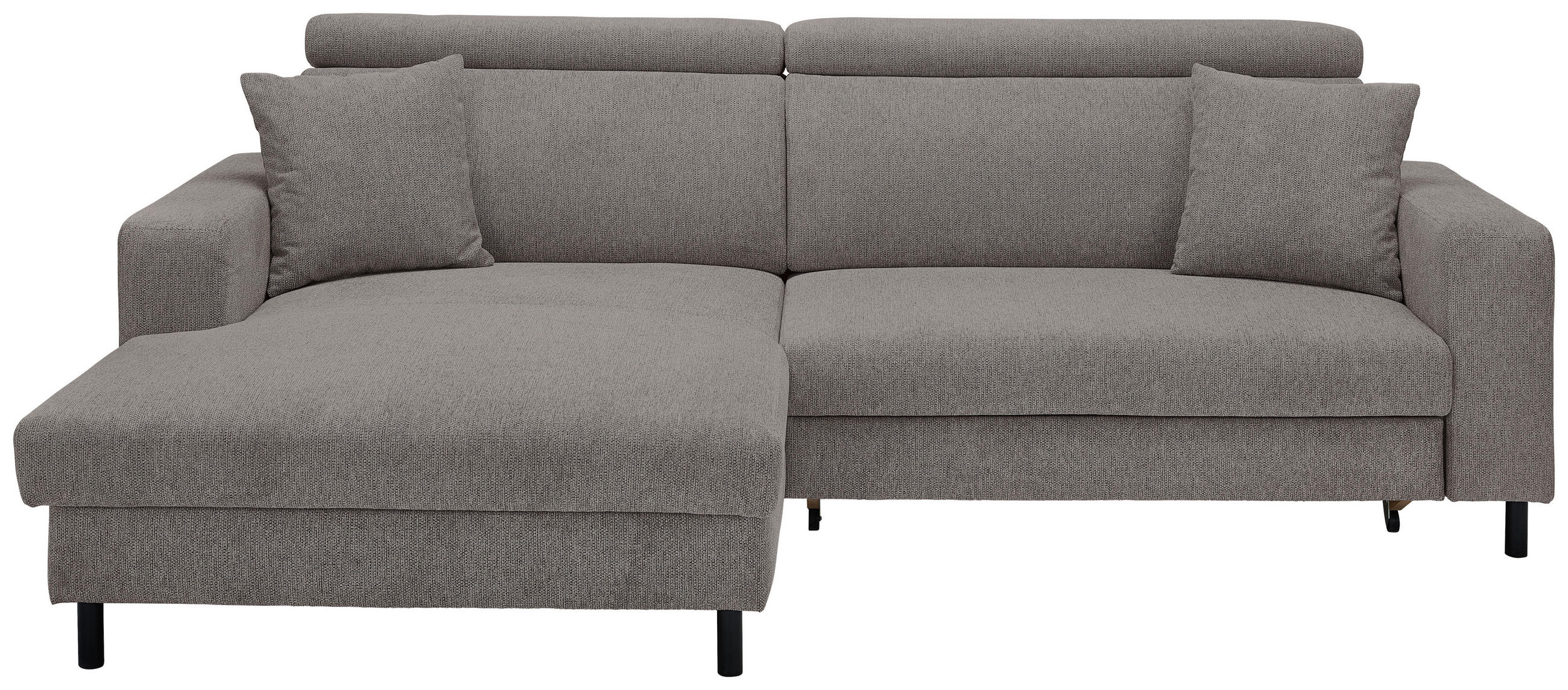 ECKSOFA Dunkelgrau Flachgewebe  - Dunkelgrau/Schwarz, Design, Textil/Metall (166/262cm) - Xora