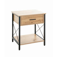 BEISTELLTISCH 45/40/60 cm Schwarz, Eichefarben  - Eichefarben/Schwarz, Design, Holzwerkstoff/Metall (45/40/60cm)