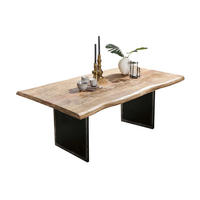 ESSTISCH 160/90/77,6 cm Echtholz  Holz, Metall rechteckig Naturfarben, Schwarz  - Schwarz/Naturfarben, MODERN, Holz/Metall (160/90/77,6cm) - MID.YOU