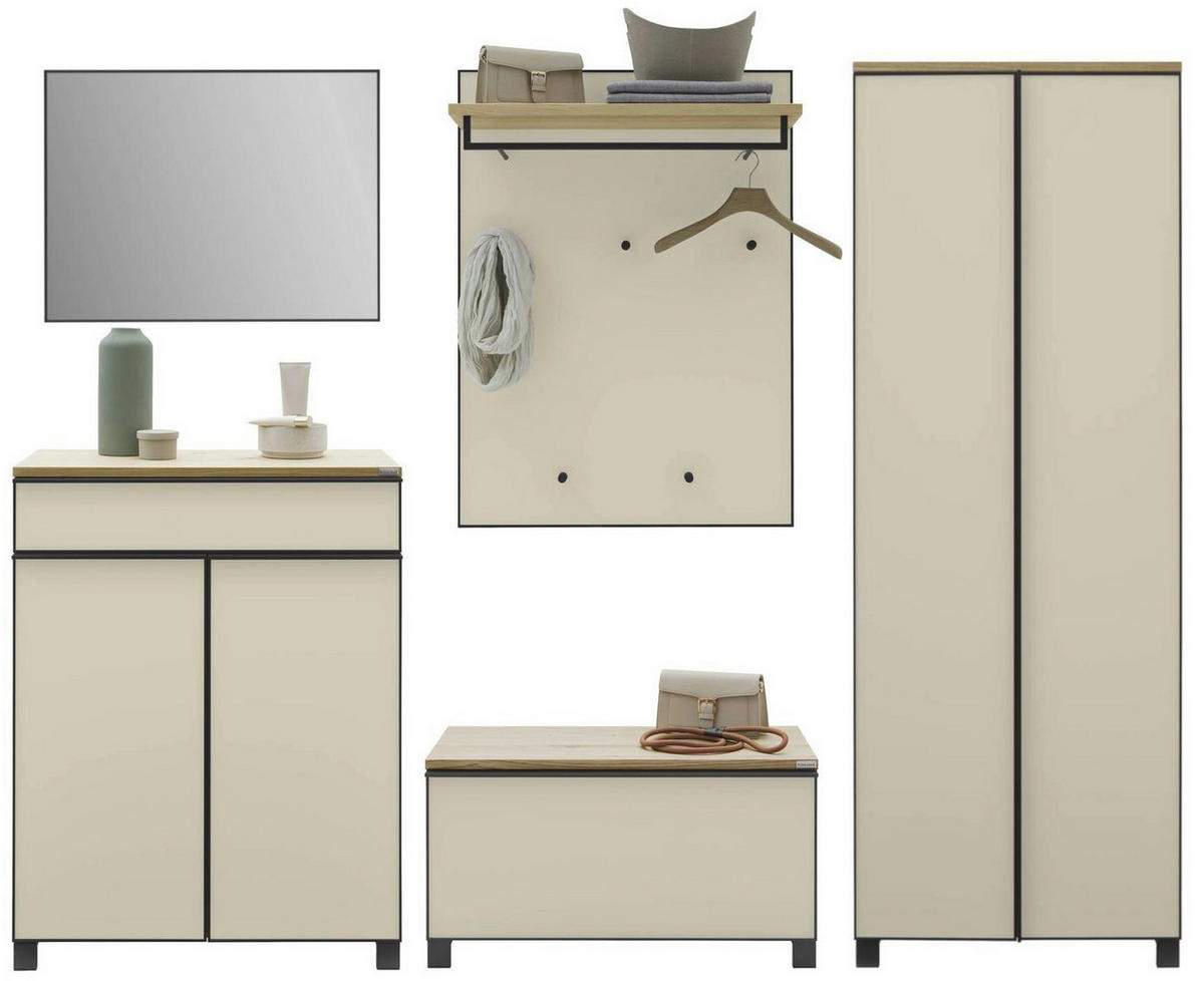 GARDEROBE 5-teilig  in 260/193/37 cm  - Eichefarben/Sahara, Design, Glas/Holz (260/193/37cm) - Dieter Knoll