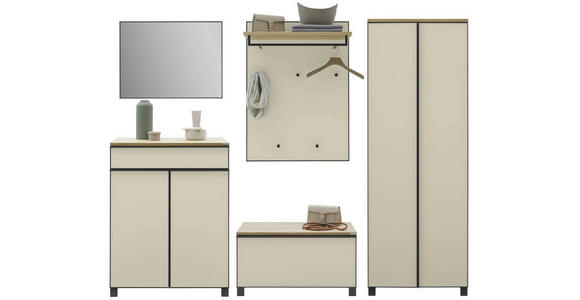 GARDEROBE 5-teilig  in 260/193/37 cm  - Eichefarben/Sahara, Design, Glas/Holz (260/193/37cm) - Dieter Knoll
