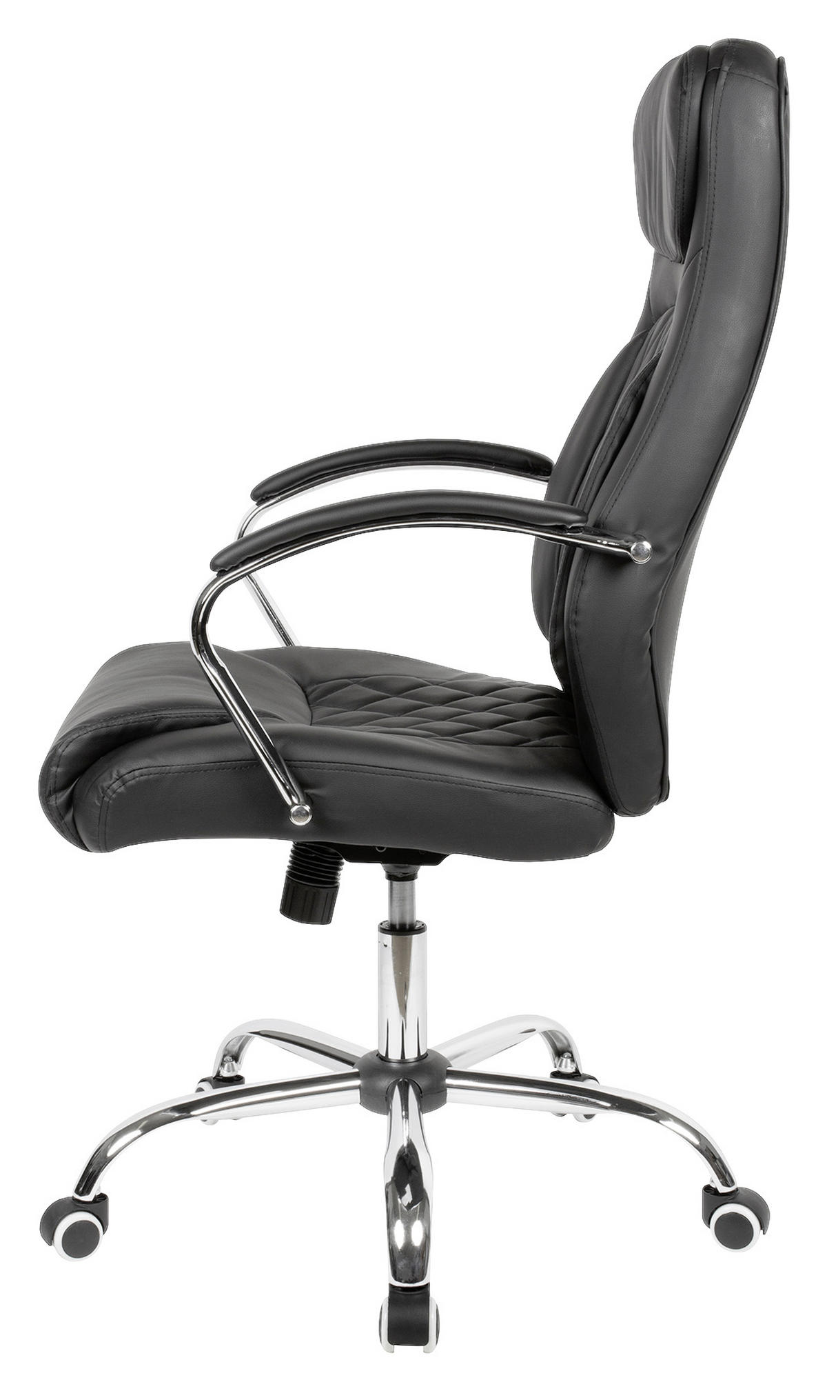 CHEFSESSEL Lederlook Schwarz  - Chromfarben/Schwarz, MODERN, Kunststoff/Textil (70/113/70cm) - MID.YOU