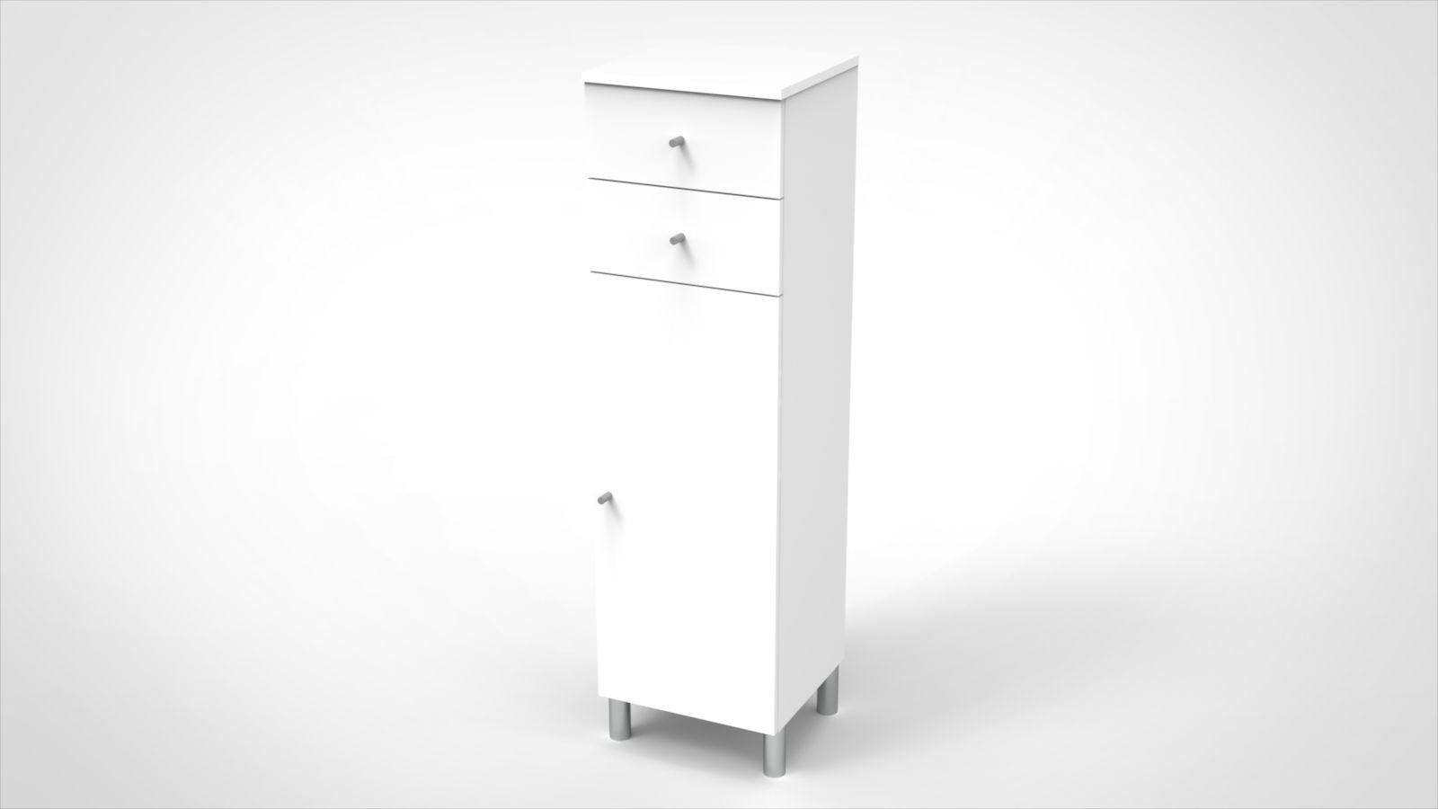 SREDNJI ORMARIĆ   - bijela/srebrne boje, Konvencionalno, drvni materijal/metal (35,2/123,6/33cm) - Xora