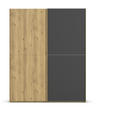 SCHWEBETÜRENSCHRANK 180/223/68 cm 2-türig Schwarz, Eichefarben  - Eichefarben/Schwarz, Design, Glas/Holz (180/223/68cm) - Novel