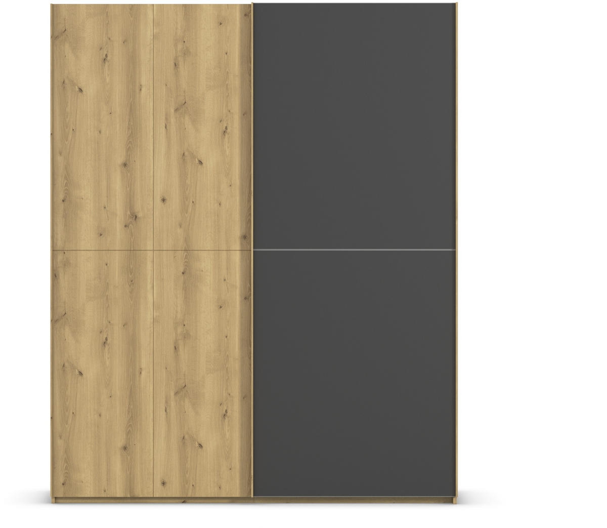 SCHWEBETÜRENSCHRANK 180/223/68 cm 2-türig Schwarz, Eichefarben  - Eichefarben/Schwarz, Design, Glas/Holz (180/223/68cm) - Novel