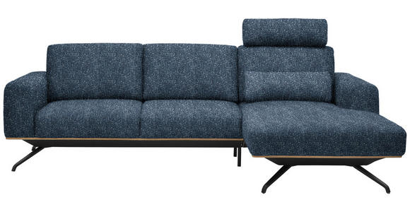 ECKSOFA  in Struktur Blau  262/157 cm  - Blau/Schwarz, Design, Textil/Metall (262/157cm) - Novel