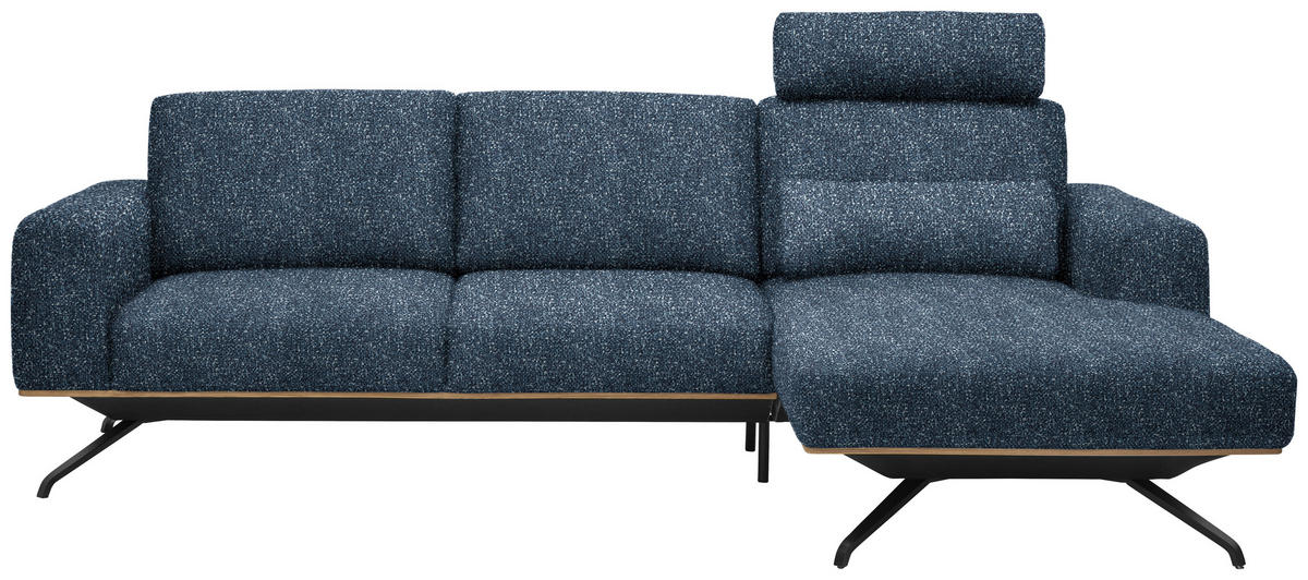 ECKSOFA in Struktur Blau  - Blau/Schwarz, Design, Textil/Metall (262/157cm) - Novel