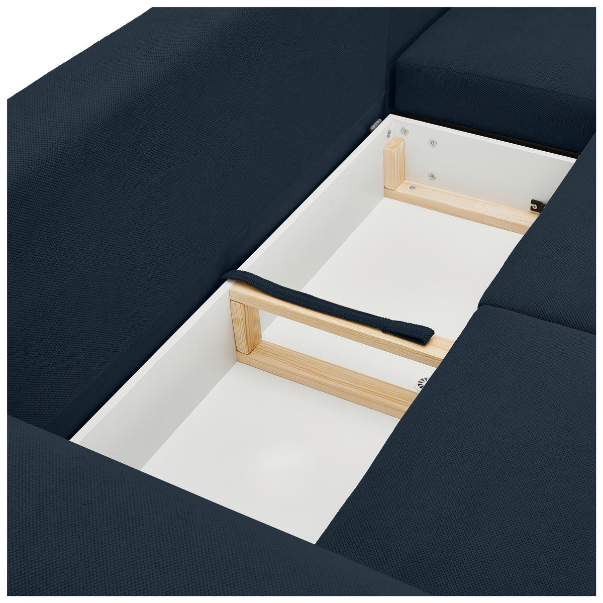 ECKSOFA in Webstoff Dunkelblau  - Naturfarben/Dunkelblau, Konventionell, Holz/Textil (250/145cm) - MID.YOU