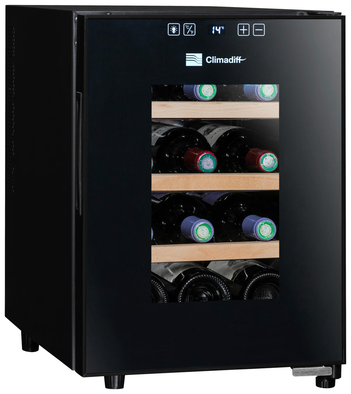WEINKÜHLSCHRANK CC12F  - Schwarz, Basics, Glas/Holz (48/34,5/46cm)