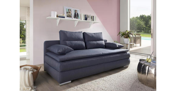 SCHLAFSOFA in Textil Blau, Grau - Blau/Silberfarben, KONVENTIONELL, Kunststoff/Textil (207/94/90cm) - Venda