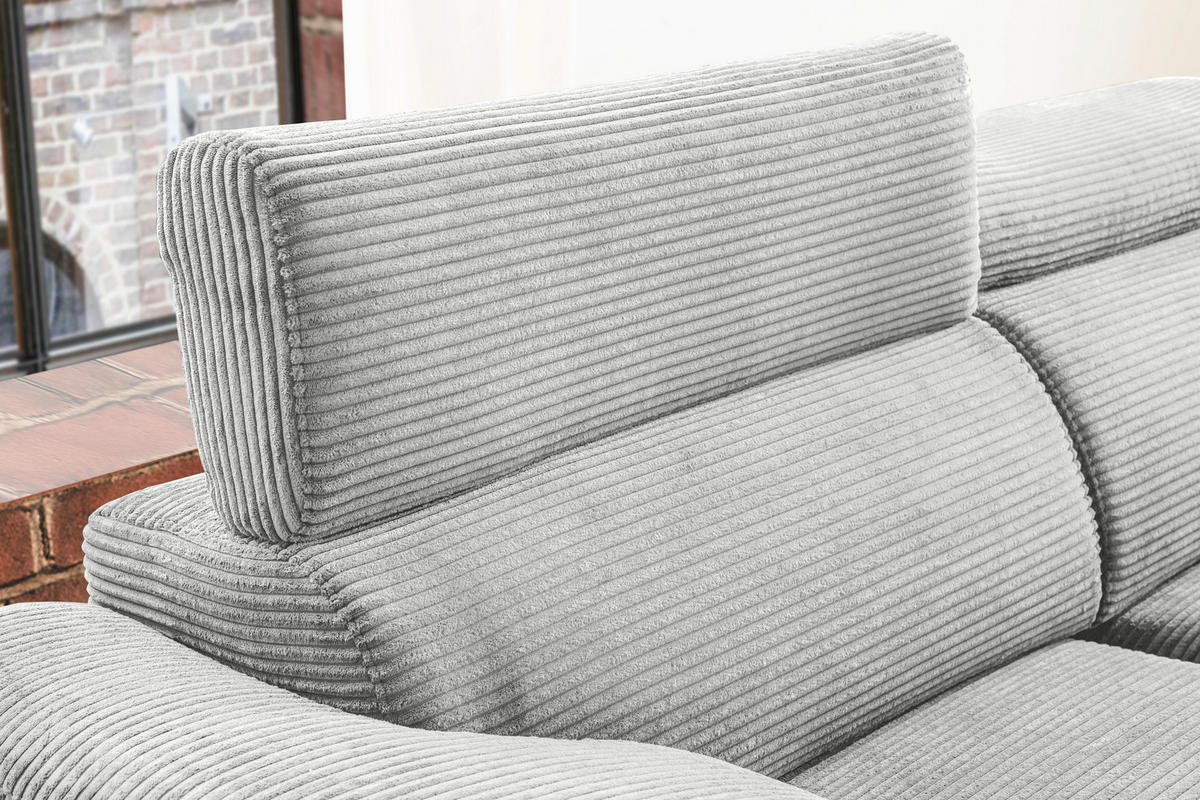 ECKSOFA in Cord Grau  - Schwarz/Grau, Design, Holz/Textil (270/174cm) - Pure Home Lifestyle