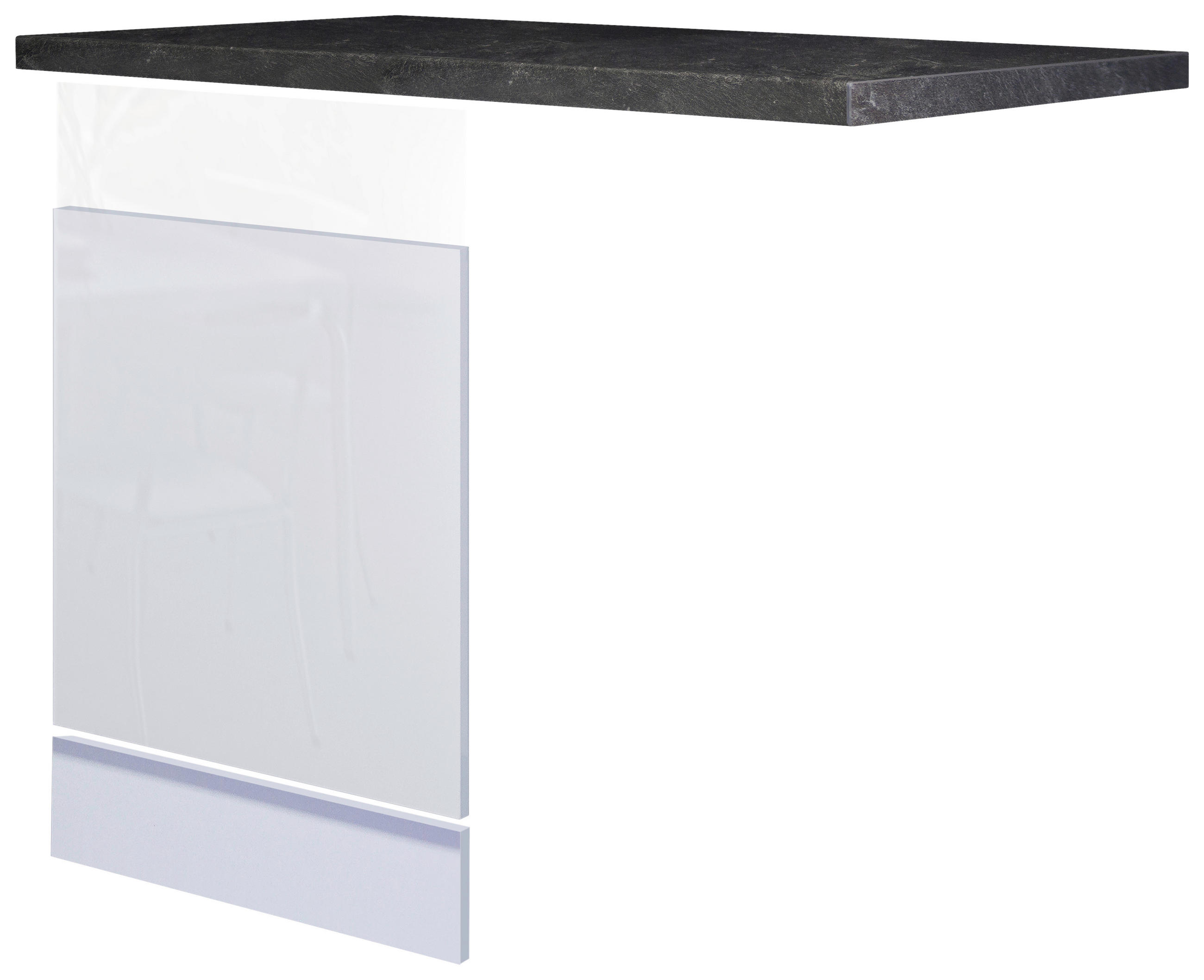 FlexWell Geschirrspülerfront Weiß Hochglanz, Schiefer 110x86x60 cm