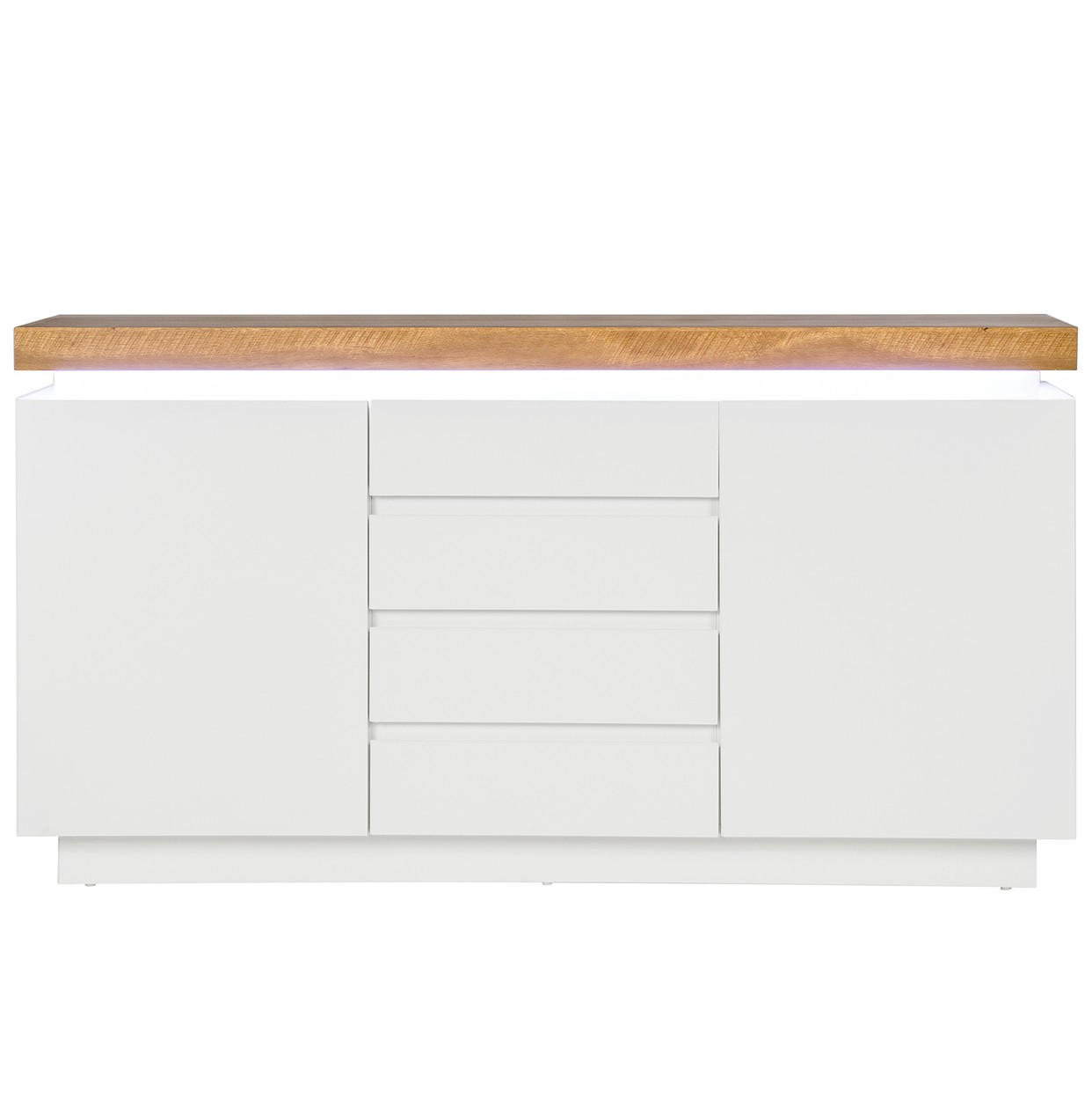 Thumbnail - Livetastic Sideboard, Weiß, Eiche, Holzwerkstoff, 2 Fächer, 4 Schubladen, 150x80x40 cm, Beleuchtung, Wohnzimmer, Kommode...