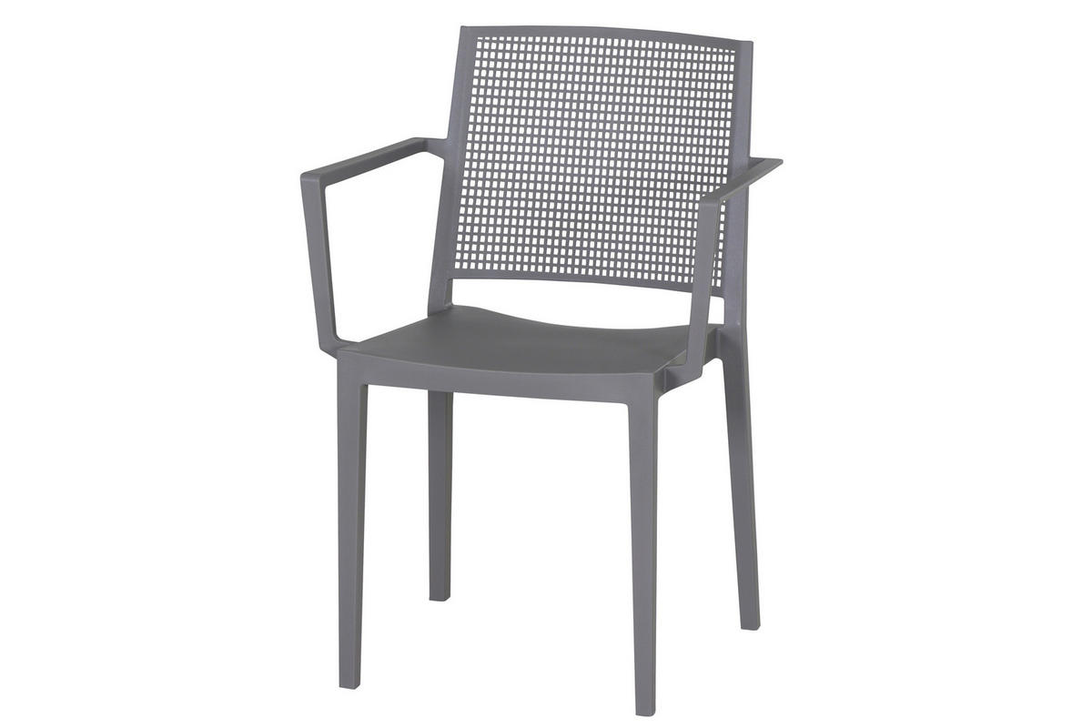 GARTENGARNITUR 3-teilig Stahl  - Anthrazit/Grau, Basics, Kunststoff/Metall (80/80/80cm) - Siena Garden