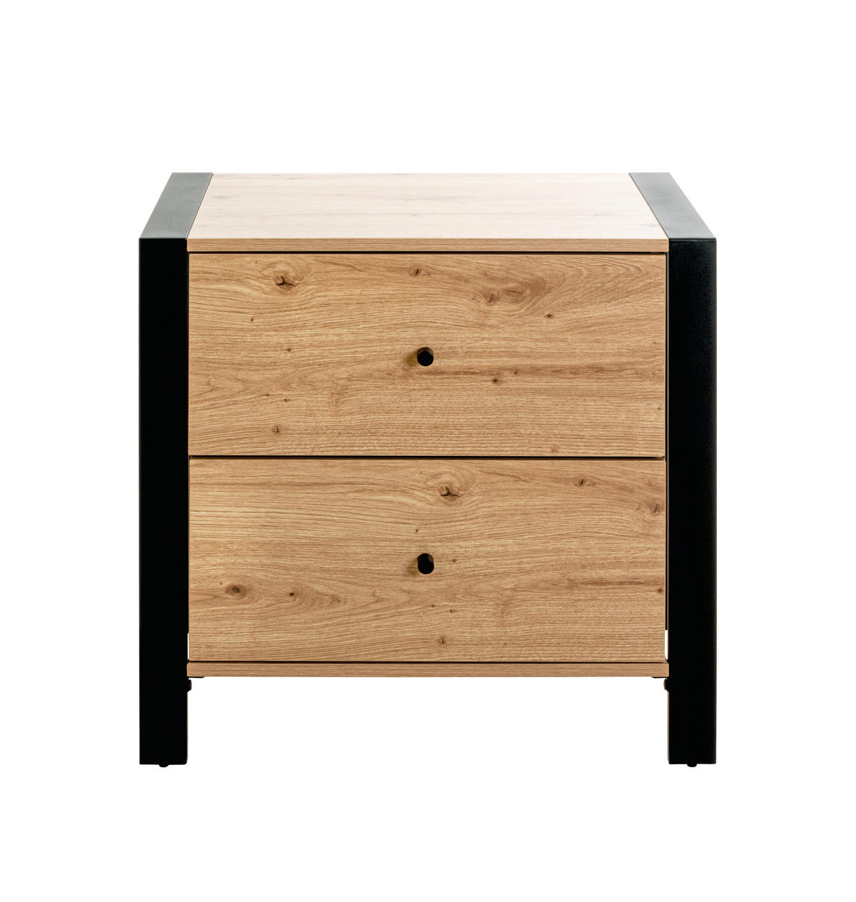 NOČNÍ STOLEK, černá, barvy dubu, 60/60/42 cm - černá/barvy dubu, Design, kov/kompozitní dřevo (60/60/42cm)
