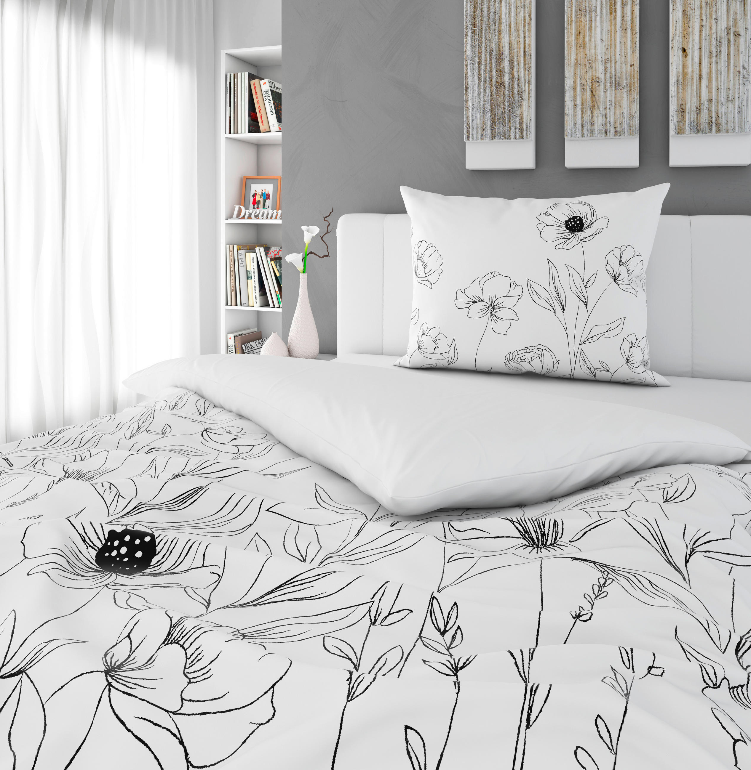 LENJERIE DE PAT 140/200 cm  - alb/negru, Trend, textil (140/200cm) - Esposa