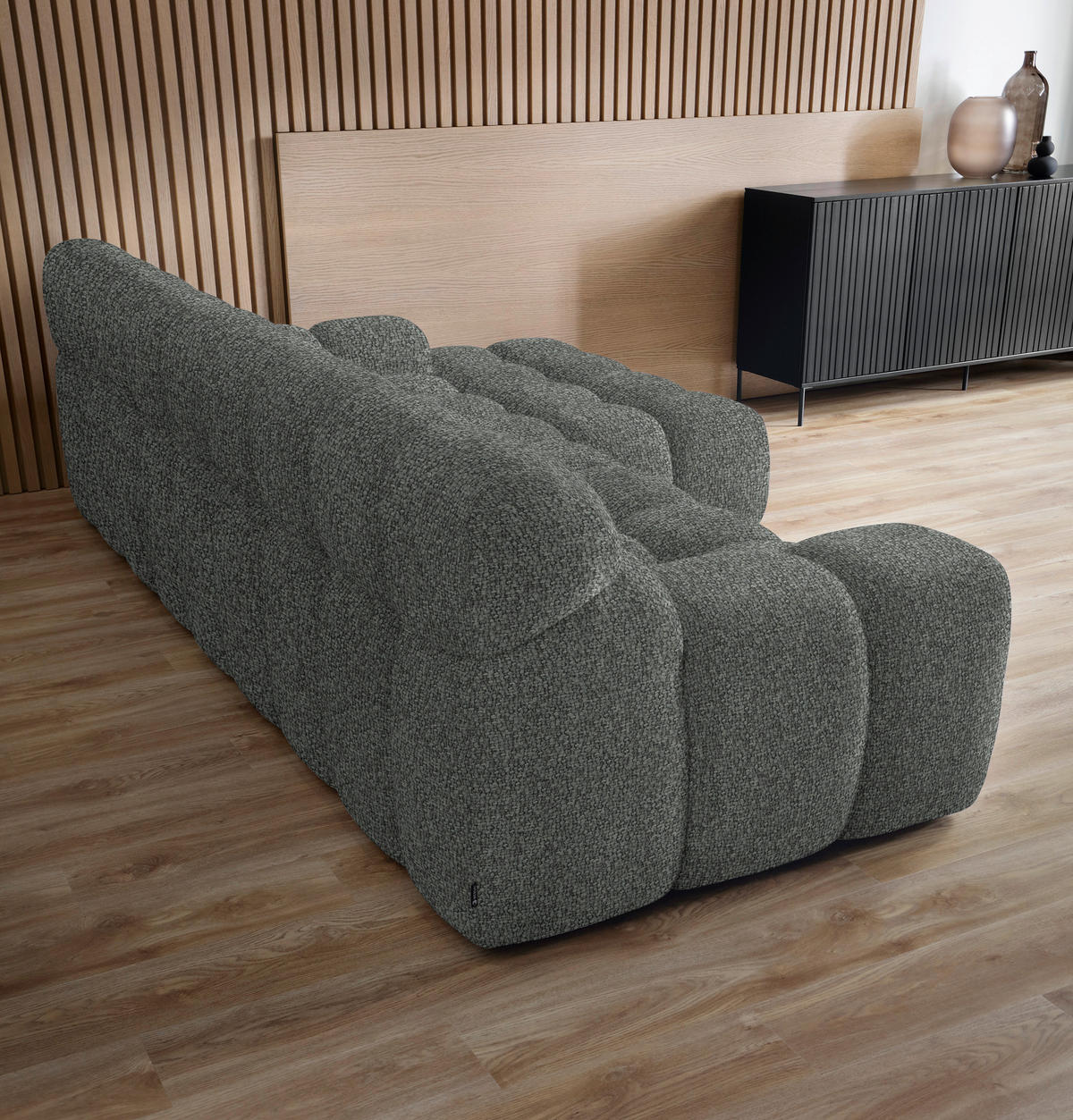 ECKSOFA in Webstoff Dunkelgrau  - Dunkelgrau/Schwarz, Modern, Kunststoff/Textil (297/180cm) - Welnova