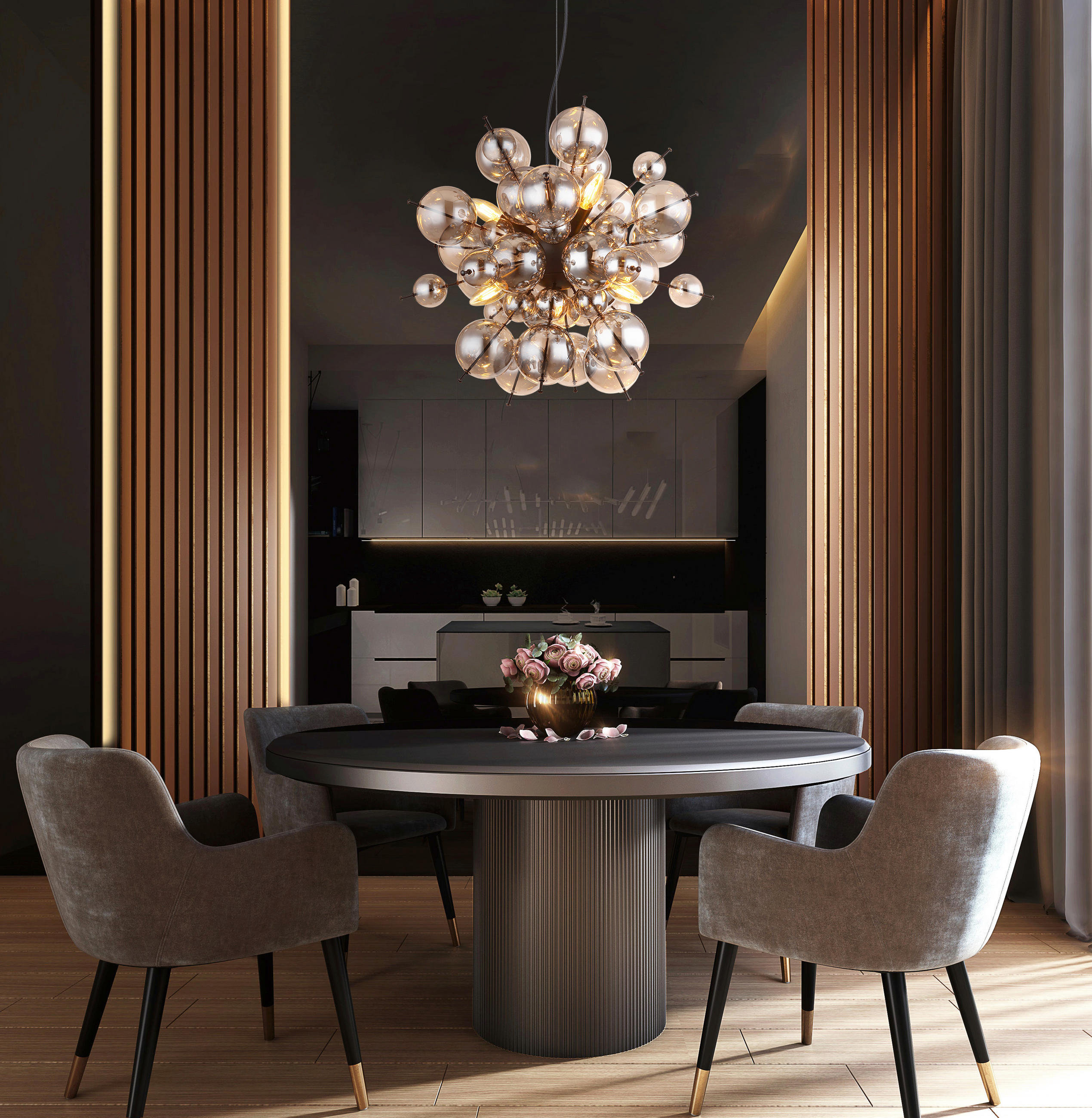 HÄNGELEUCHTE 55/120 cm   - Schwarz, MODERN, Glas/Metall (55/120cm) - Novel