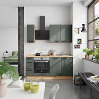 KÜCHENBLOCK Easytouch 180 cm  in Eichefarben, Dunkelgrün  - Dunkelgrün/Eichefarben, MODERN, Holzwerkstoff/Metall (180cm) - Nobilia