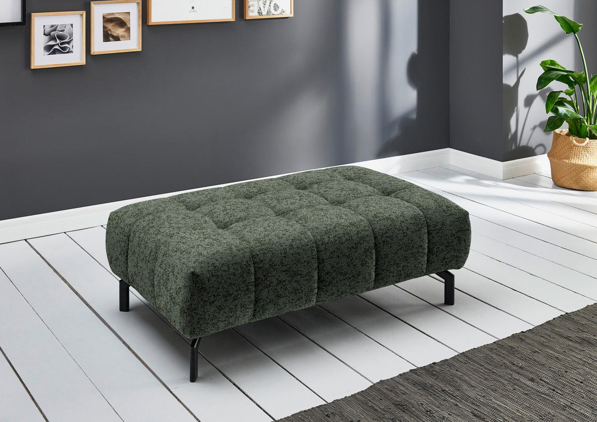 ECKSOFA in Chenille Grün  329/190 cm  - Schwarz/Grün, Design, Textil/Metall (329/190cm) - Beldomo Style