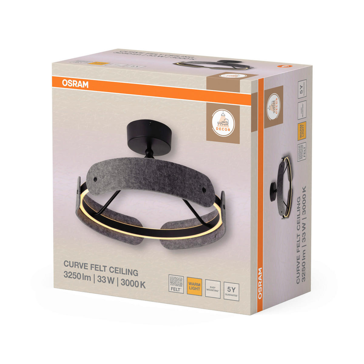 LED-DECKENLEUCHTE 43/25,5 cm   - Dunkelgrau, Basics, Kunststoff/Textil (43/25,5cm) - Osram