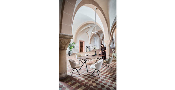 ESSTISCH in Holz, Metall 220/100/75 cm  - Eiche dunkel/Schwarz, Design, Holz/Metall (220/100/75cm) - Dieter Knoll