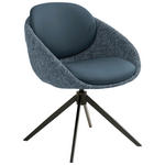 ARMLEHNSTUHL  Sitzfläche 360° drehbar, automatische Rückholfunktion Leinenoptik Echtleder  - Blau/Schwarz, Design, Leder/Textil (60/80,5/62cm) - Novel