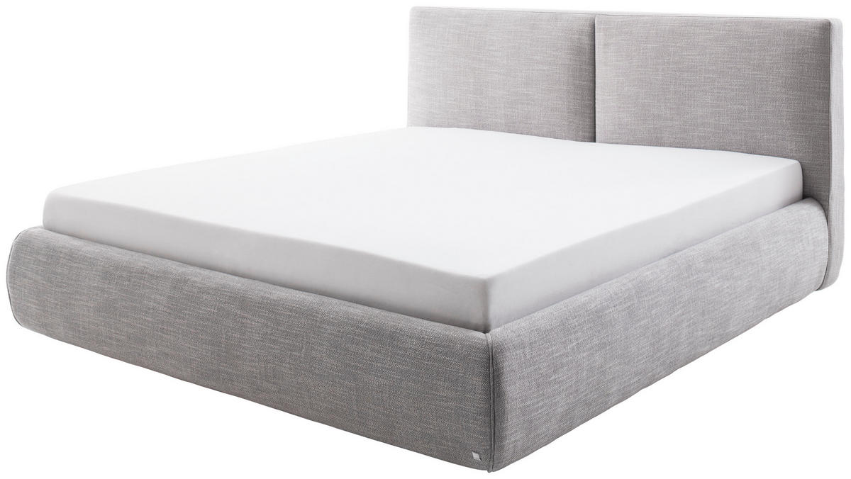 POLSTERBETT 180/200 cm,  in Hellgrau, Bettkasten, Lattenrost,  - Hellgrau/Naturfarben, MODERN, Holz/Textil (180/200cm) - Livetastic