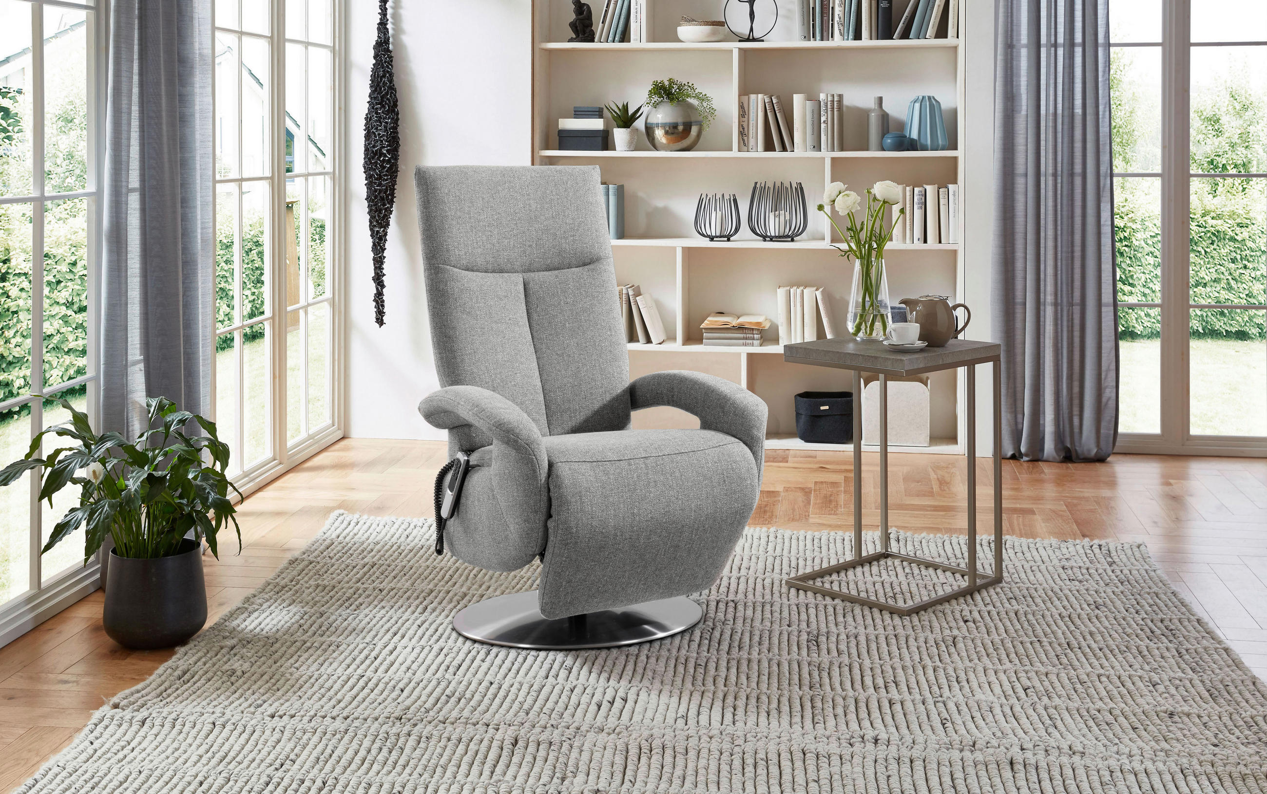 DREHSTUHL Flachgewebe Silberfarben  - Chromfarben/Silberfarben, KONVENTIONELL, Textil/Metall (74/112/82cm) - Sit & More