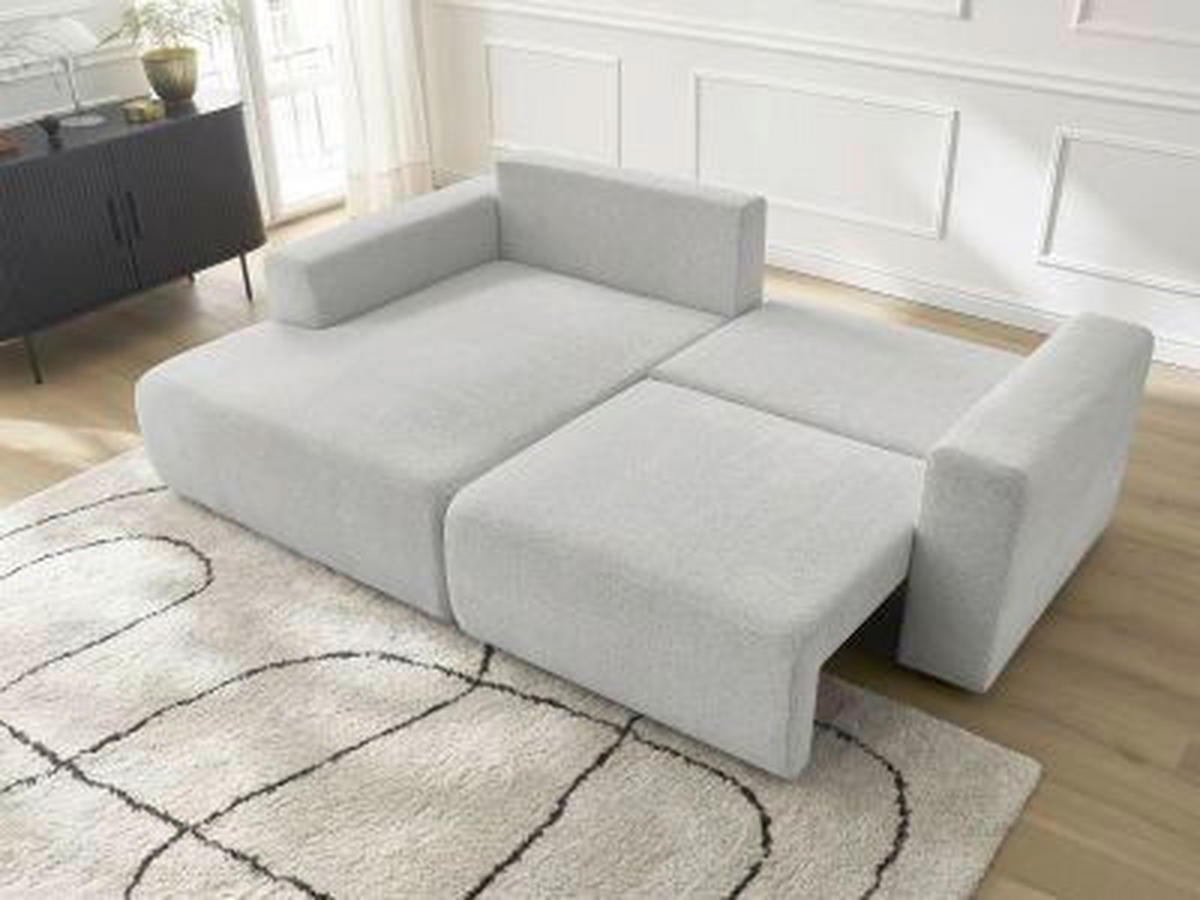 ECKSOFA Ottomane links  ATILLA Hellgrau Flachgewebe  - Hellgrau/Schwarz, MODERN, Kunststoff/Textil (149/244cm)